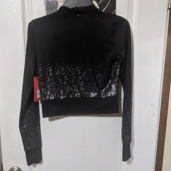 True Religion Black Ombre Glitter Zip Crop Workout Jacket - Picture 4 of 5